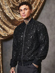 Manfinity AFTRDRK Men's Fashionable Zip-Up Sequin Bomber Jacket, Autumn - MapleCo