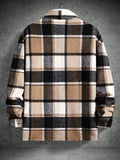 Manfinity Homme Loose Fit Men's Plaid Printed Jacket With Flap Pockets And Drop Shoulders - MapleCo