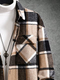 Manfinity Homme Loose Fit Men's Plaid Printed Jacket With Flap Pockets And Drop Shoulders - MapleCo