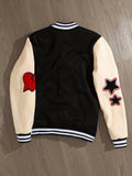 Manfinity EMRG Men Contrast Color Applique Long Sleeve Varsity Jacket , Fashion, Rapper , Color Block , Baseball Jacket - MapleCo