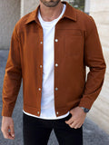 Manfinity CasualCool Men's Solid Color Long Sleeve Pocket Casual Loose Jacket, Spring Autumn - MapleCo