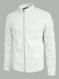 Manfinity Homme Men Zip Up PU Leather Jacket - MapleCo