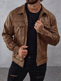 Manfinity Roghcode Men Flap Pocket Jacket For Spring And Autumn - MapleCo