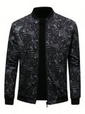 Manfinity Homme Men's Loose Tropical Print Zip Up Bomber Jacket - MapleCo