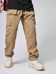 Manfinity Hypemode Men's Casual Solid Color Flap Pocket Cargo Pants - MapleCo