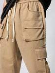 Manfinity Hypemode Men's Casual Solid Color Flap Pocket Cargo Pants - MapleCo