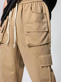 Manfinity Hypemode Men's Casual Solid Color Flap Pocket Cargo Pants - MapleCo