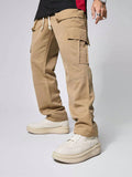 Manfinity Hypemode Men's Casual Solid Color Flap Pocket Cargo Pants - MapleCo