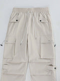 Manfinity EMRG Men's Flap Pocket Drawstring Waist Cargo Pants Baggy Long Plain Going Out - MapleCo