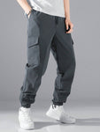 Manfinity Hypemode Loose Fit Men's Flap Pocket Side Drawstring Waist Pants - MapleCo