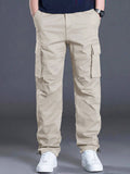 Manfinity Homme Men Fashionable Simple Loose Flip Pocket Drawstring Waist Cargo Pants - MapleCo