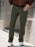 Manfinity CasualCool Men Solid Color Pocket Casual Straight Pants - MapleCo