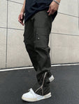 Manfinity Homme Men Flap Pocket Side Drawstring Waist Cargo Pants - MapleCo