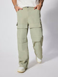 Manfinity Streetrush Men Flap Pocket Side Cargo Pants For Dailywear - MapleCo