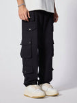 Manfinity Streetrush Solid Color Casual Daily Multi-Pocket Cargo Pants - MapleCo