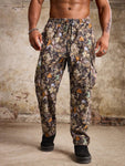 Manfinity Roughcore Plus Size Men's Drawstring Waist Leaf Print Casual Cargo Pants - MapleCo