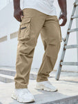 Manfinity Homme Men Plus Flap Pocket Side Drawstring Waist Cargo Pants - MapleCo