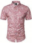 Manfinity Homme Men's Short Sleeve Retro Paisley Allover Print Summer Shirt - MapleCo