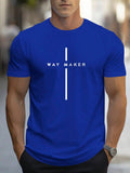 Manfinity Homme Men's Fashionable Summer Short Sleeve T-Shirt In Blue With 'waymaker' Print - MapleCo