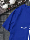 Manfinity Homme Men's Fashionable Summer Short Sleeve T-Shirt In Blue With 'waymaker' Print - MapleCo