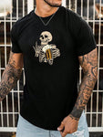 Manfinity LEGND Men Cotton Skeleton Print Tee - MapleCo