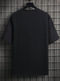 Manfinity EMRG Black Knitted Men's Short Sleeve T-Shirt With Round Neck