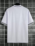 Manfinity Sporsity Men Letter Graphic Striped Trim Drop Shoulder Tee - MapleCo