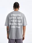 Manfinity StreetEZ Men's Loose Fit Short Sleeve T-Shirt With Printed English Design, Suitable For Summer - MapleCo