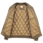 Mens Round Collar Winter Zipped Up Elbow Patch Jacket - MapleARTUS
