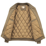Mens Round Collar Winter Zipped Up Elbow Patch Jacket - MapleARTUS