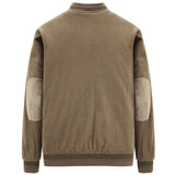 Mens Round Collar Winter Zipped Up Elbow Patch Jacket - MapleARTUS