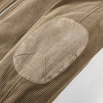 Mens Round Collar Winter Zipped Up Elbow Patch Jacket - MapleARTUS