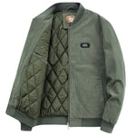 Mens Round Collar Winter Zipped Up Elbow Patch Jacket - MapleARTUS