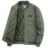 Mens Round Collar Winter Zipped Up Elbow Patch Jacket - MapleARTUS