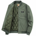 Mens Round Collar Winter Zipped Up Elbow Patch Jacket - MapleARTUS
