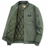 Mens Round Collar Winter Zipped Up Elbow Patch Jacket - MapleARTUS