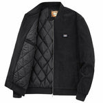 Mens Round Collar Winter Zipped Up Elbow Patch Jacket - MapleARTUS