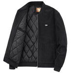 Mens Round Collar Winter Zipped Up Elbow Patch Jacket - MapleARTUS