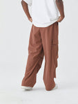 ROMWE Street Life Men's Casual Solid Color Drawstring Waist Straight Leg Cargo Pants - MapleCo