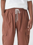 ROMWE Street Life Men's Casual Solid Color Drawstring Waist Straight Leg Cargo Pants - MapleCo