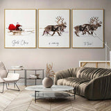 3pcs Set Frameless Canvas Poster Print Santa Claus Is Coming To Town Christmas Wall Art Painting For Living Room Bedroom Holiday Decor Xmas Gift Home Decor - MapleCo