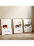 3pcs Set Frameless Canvas Poster Print Santa Claus Is Coming To Town Christmas Wall Art Painting For Living Room Bedroom Holiday Decor Xmas Gift Home Decor - MapleCo