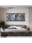 3pcs/Set Heart Abstract 3D Effect Wall Art Canvas, Romantic Hug Couple Bronze Canvas For Modern Home Decor. Ink Cores Drawing Abstract Metal Figure Sculpture Canvas Painting, Suitable For Living Room, Bedroom, Office, Kitchen, Cafe, Waterproof, No Frame. - MapleCo