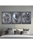 3pcs/Set Heart Abstract 3D Effect Wall Art Canvas, Romantic Hug Couple Bronze Canvas For Modern Home Decor. Ink Cores Drawing Abstract Metal Figure Sculpture Canvas Painting, Suitable For Living Room, Bedroom, Office, Kitchen, Cafe, Waterproof, No Frame. - MapleCo