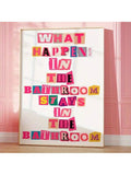 1pc Stylish Pink Bathroom Canvas Poster With Minimalist And Funny Quotes, Bathroom, Bedroom, Room Wall Decor, Creative Gift, Unframed - MapleCo