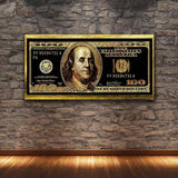 1pc Unframed Money 100 Dollars Bill Canvas Poster,Waterproof Motivational Wall Art, Modern Artwork Wall Painting For Gift,Bedroom,Office,Living Room,Bathroom,Dining Room,Cafe, Bar, Wall Decor, Home - MapleCo