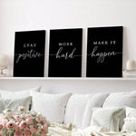 3pcs/Set Canvas Wall Art, Positive Quotes, Black Posters, Positive Motivational Prints Items, Stay Positive Prints, Inspirational Wall Art Prints, Home Office Wall Decor Art, Posters, Wall Art, Room Decoration Stuff - MapleCo