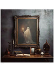 1pc Vertical Art Deco Style Square Ghost Candlelight Canvas Poster, Unframed Spooky Halloween Night Wall Art, Home Living Room Balcony Party Decor (No Frame) - MapleCo