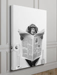 Black And White Animal Monkey Printed Canvas Bathroom Toilet Wall Art With Frame, 1pc - MapleCo