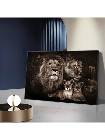 1pc Modern Simple Lion Pattern Canvas Wall Art, No Frame Artwork Core For Home Living Room Bedroom Decoration - MapleCo